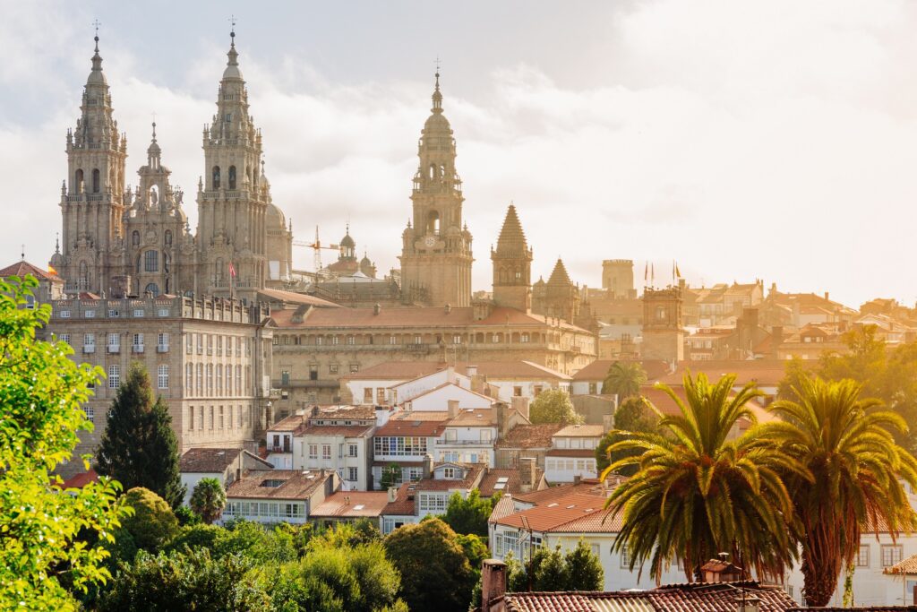 Guided Tours to Europe / Santiago de Compostela, Cathedral at sunrise. Galicia, Spain